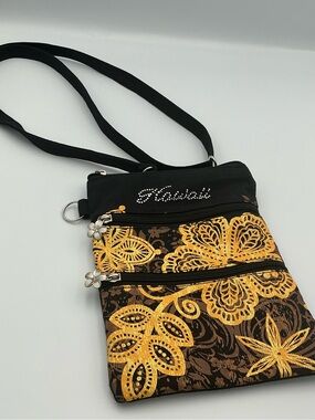 Floral Island Impressions Crossbody Bag in Black and Yellow